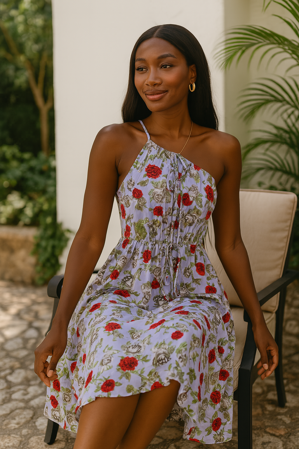 Women's Floral Midi Dress Lavender