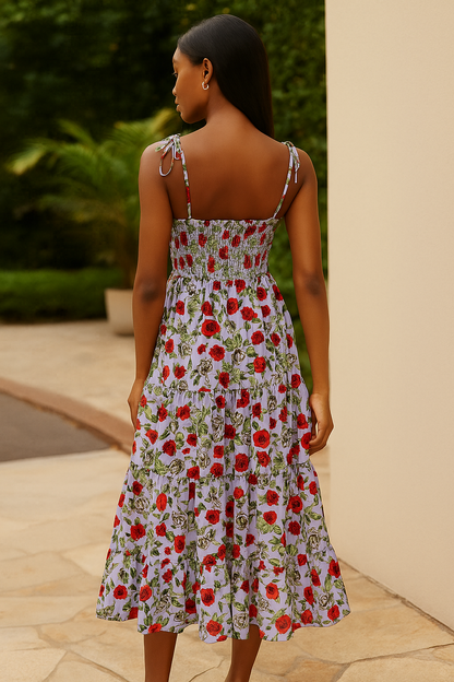 Women's Floral Midi Dress Lavender