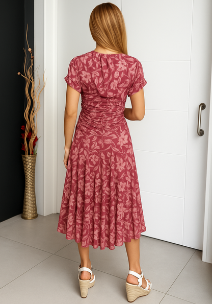 Chic Cold Shoulder Floral Midi Dress
