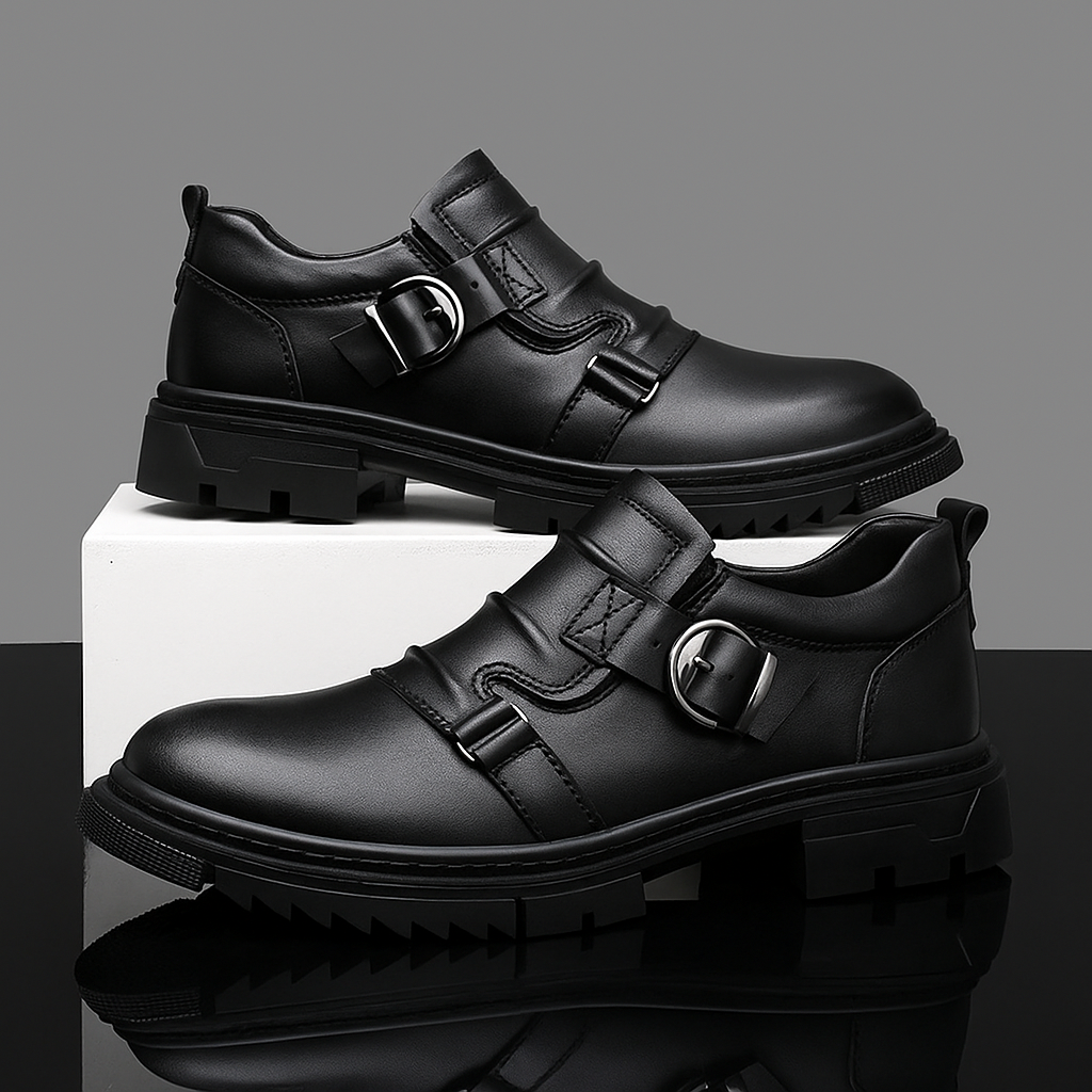 Men's Leather Monk Strap Shoes - VibreMode