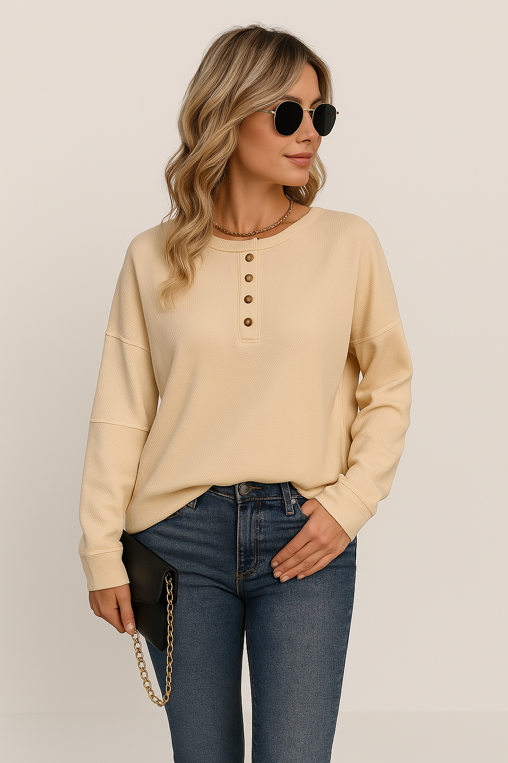 Winnie Women's Long Sleeve Waffle Knit - VibreMode