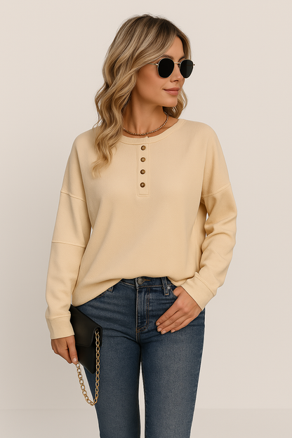 Winnie Women's Long Sleeve Waffle Knit - VibreMode