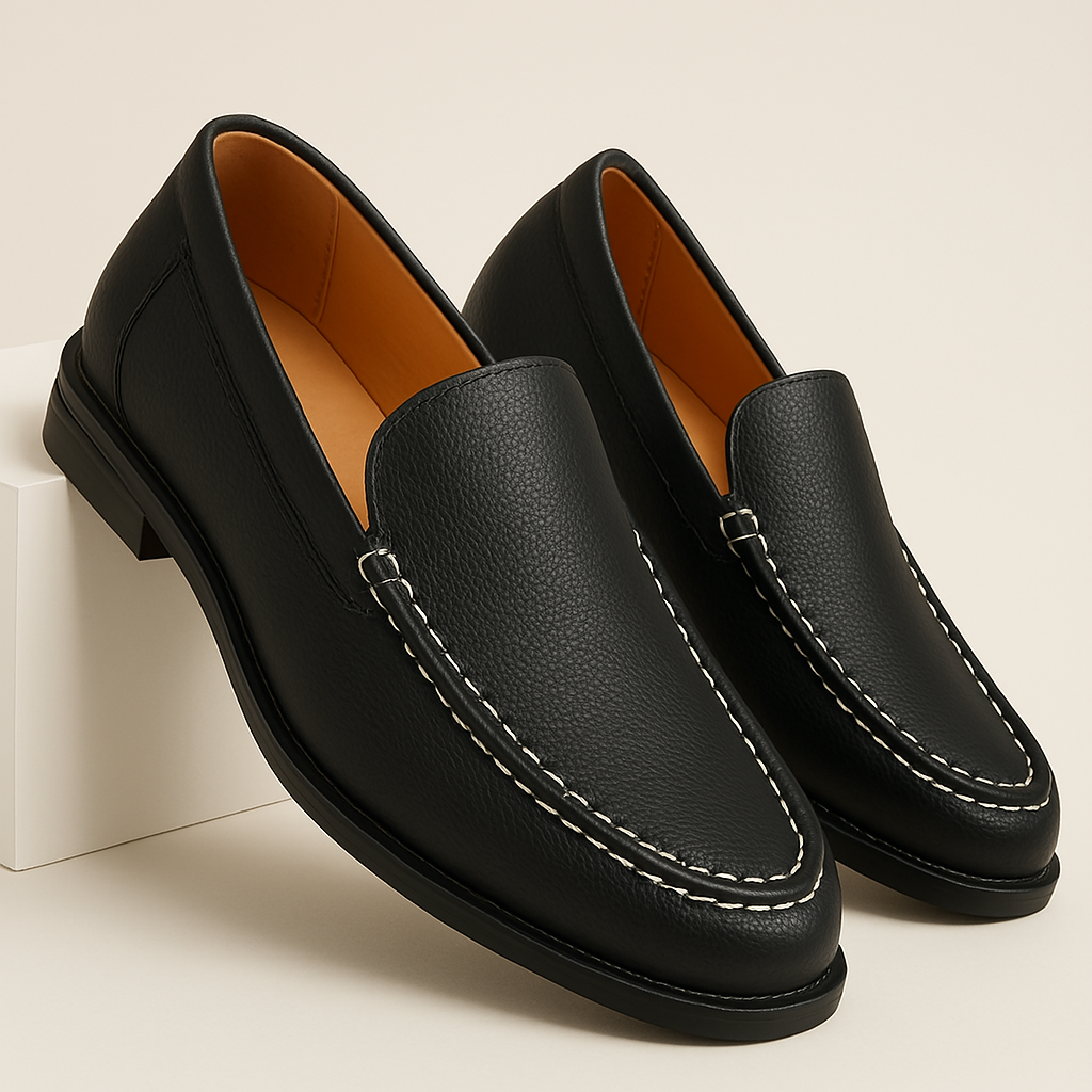 Real Leather Slip On Loafers - VibreMode