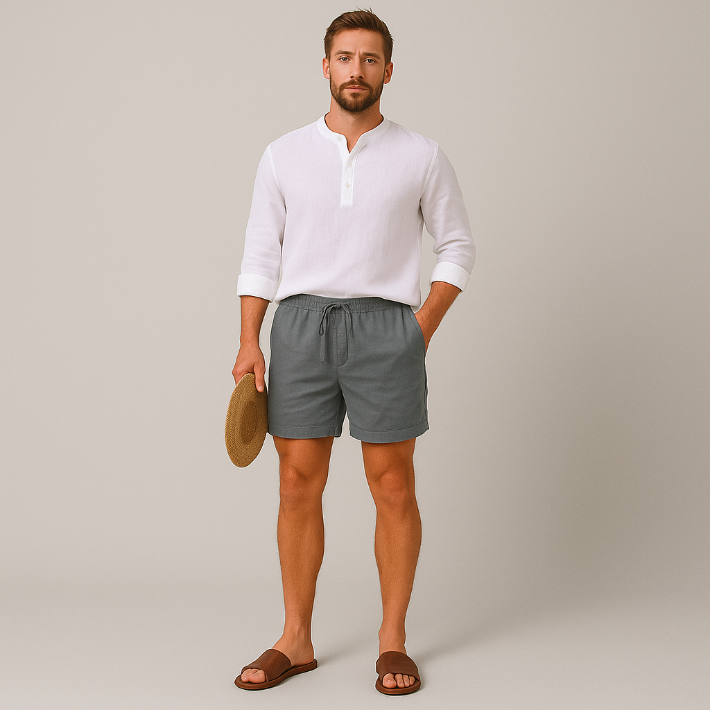 Men's Linen Summer Shorts Lightweight Relaxed Fit