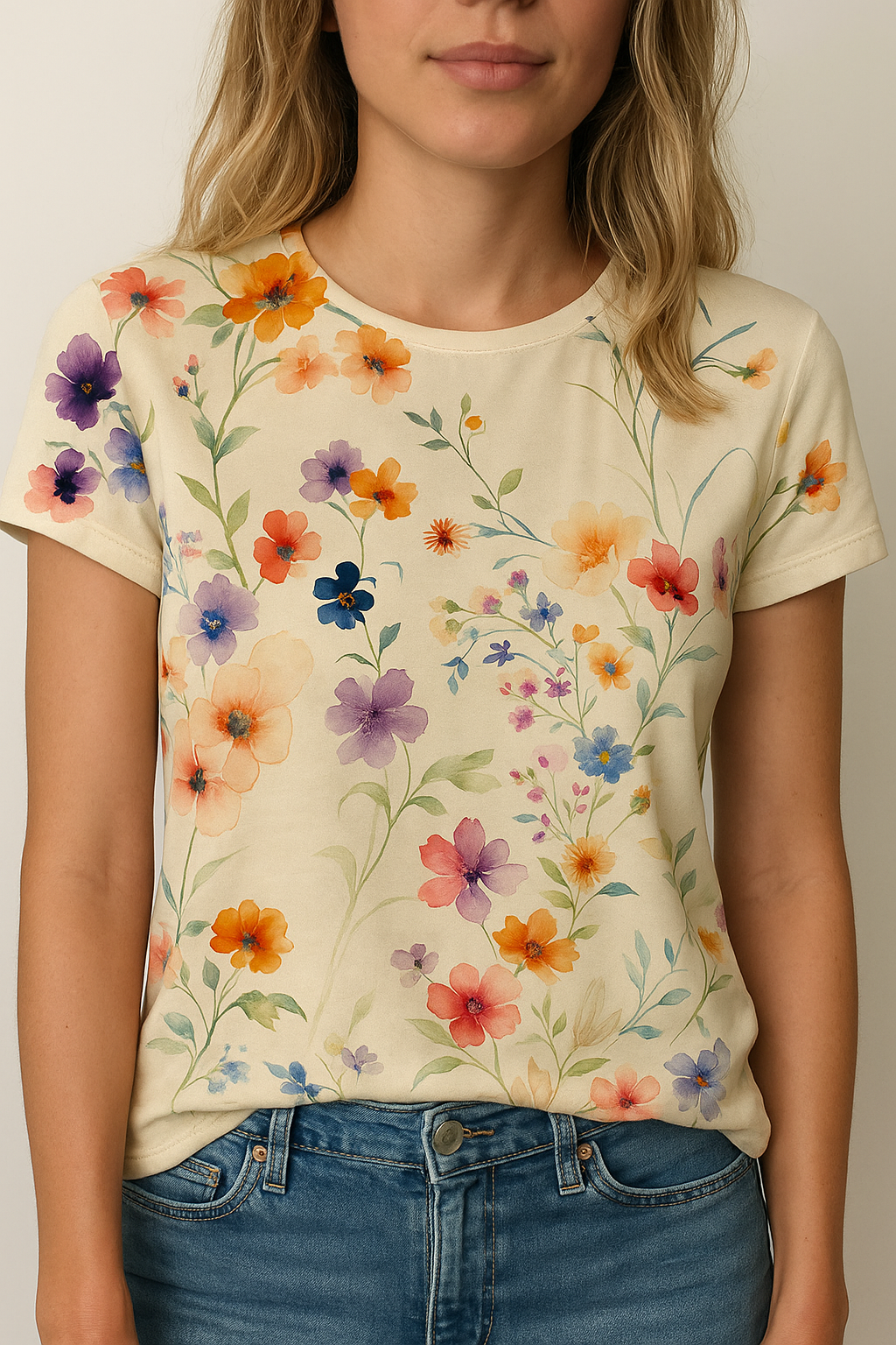 Women's Floral T-Shirt Cotton - VibreMode