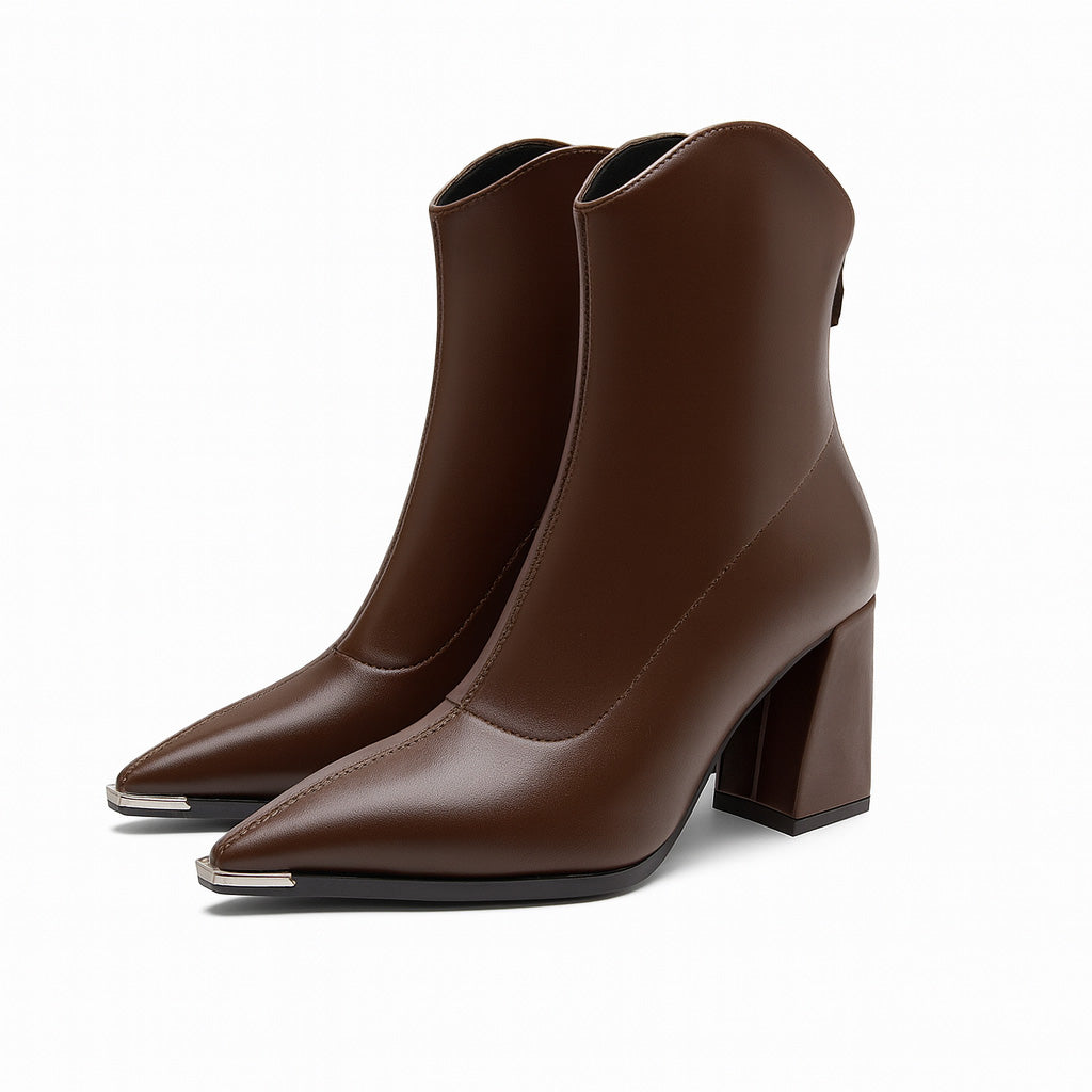 Ladies Comfortable Low Heel Ankle Boots - VibreMode