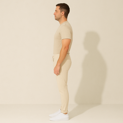 Men's Classic Pants Beige Cotton