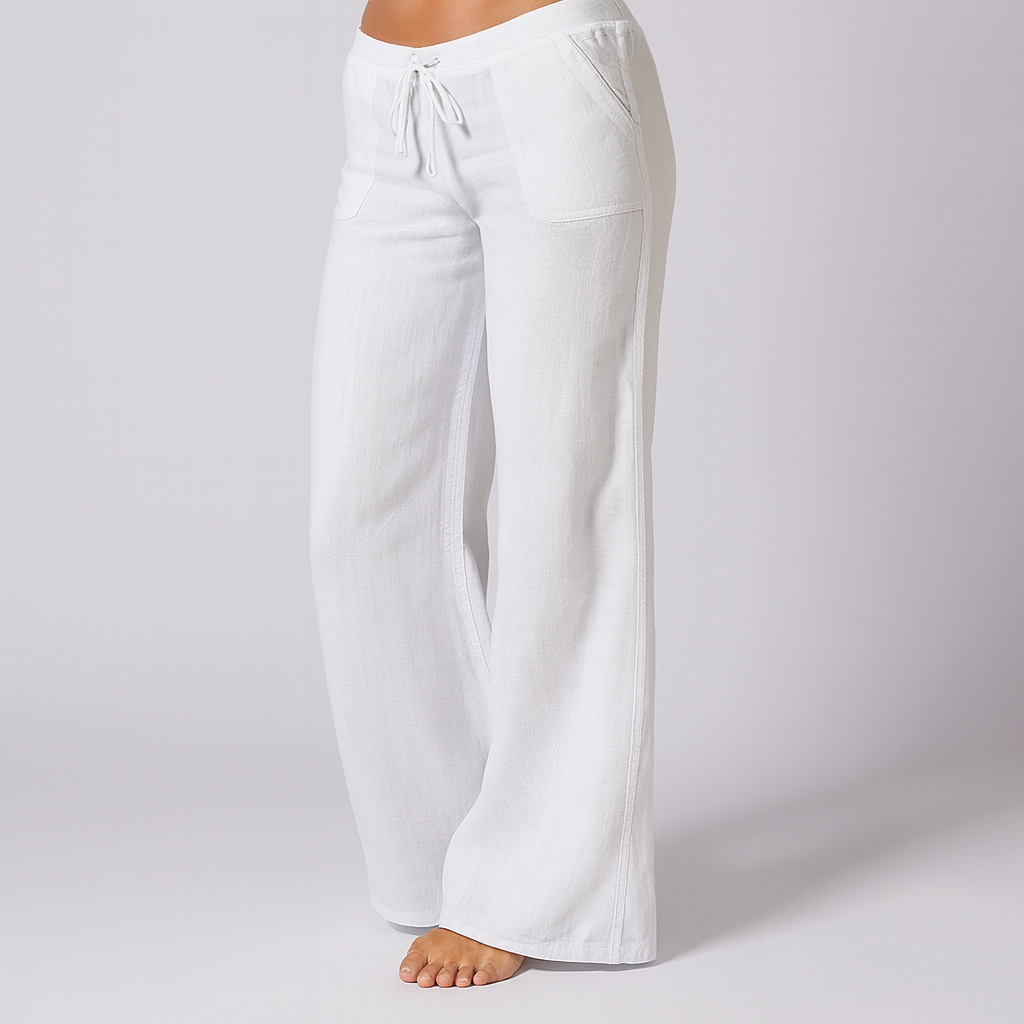 Linen Blend Casual Trousers Loose Fit - VibreMode