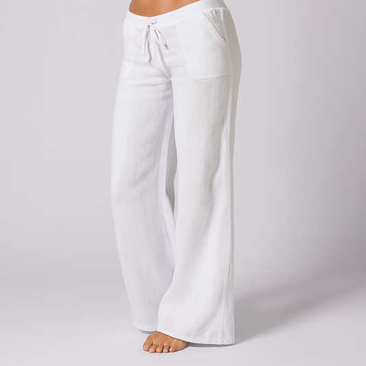 Linen Blend Casual Trousers Loose Fit - VibreMode
