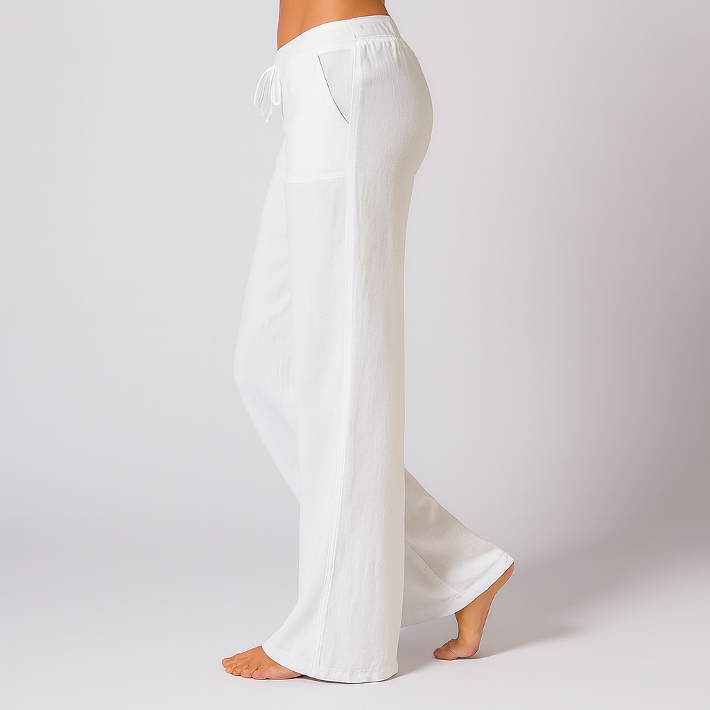 Linen Blend Casual Trousers Loose Fit