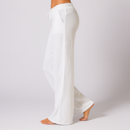 Linen Blend Casual Trousers Loose Fit