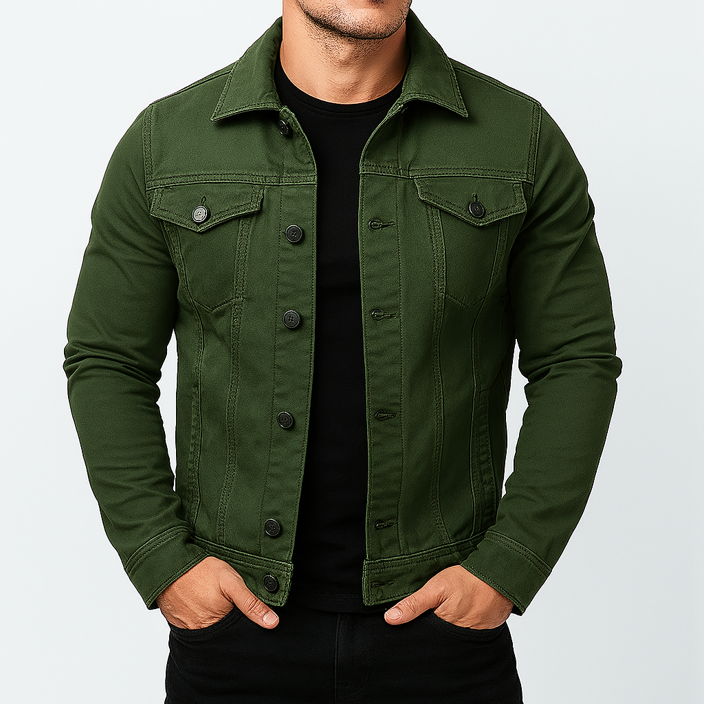 Men's Denim Jacket Solid Blue - VibreMode