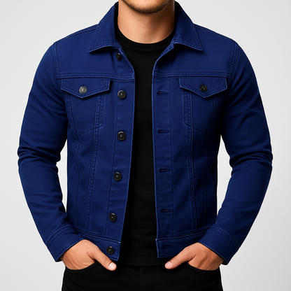 Men's Denim Jacket Solid Blue
