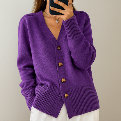 Women's V Neck Knitted Cardigan
