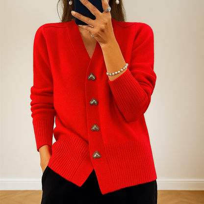 Women's V Neck Knitted Cardigan - VibreMode