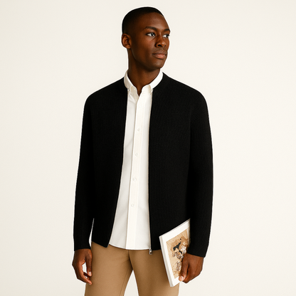 Men's Casual Knit Cardigan Zipper Front