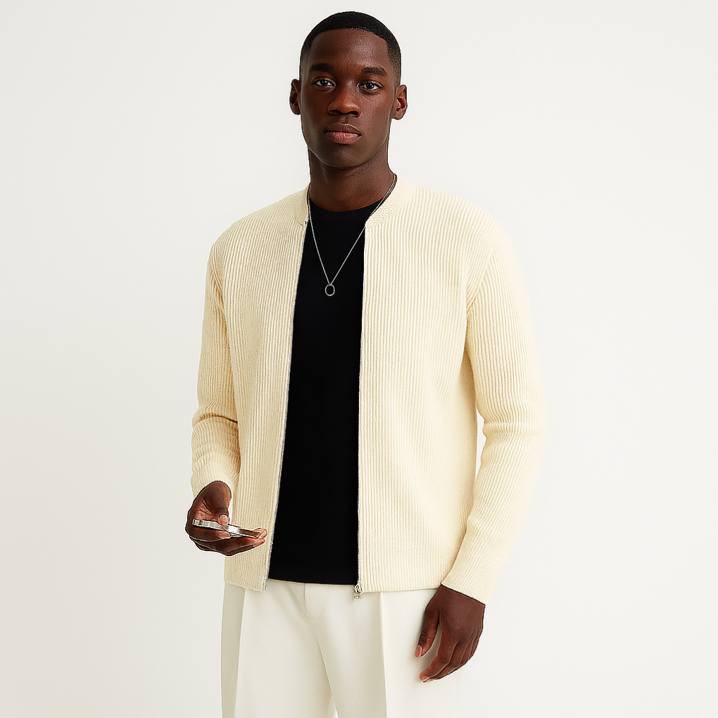Men's Casual Knit Cardigan Zipper Front - VibreMode