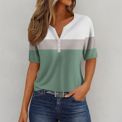 Women's V Neck T Shirt Soft Striped
