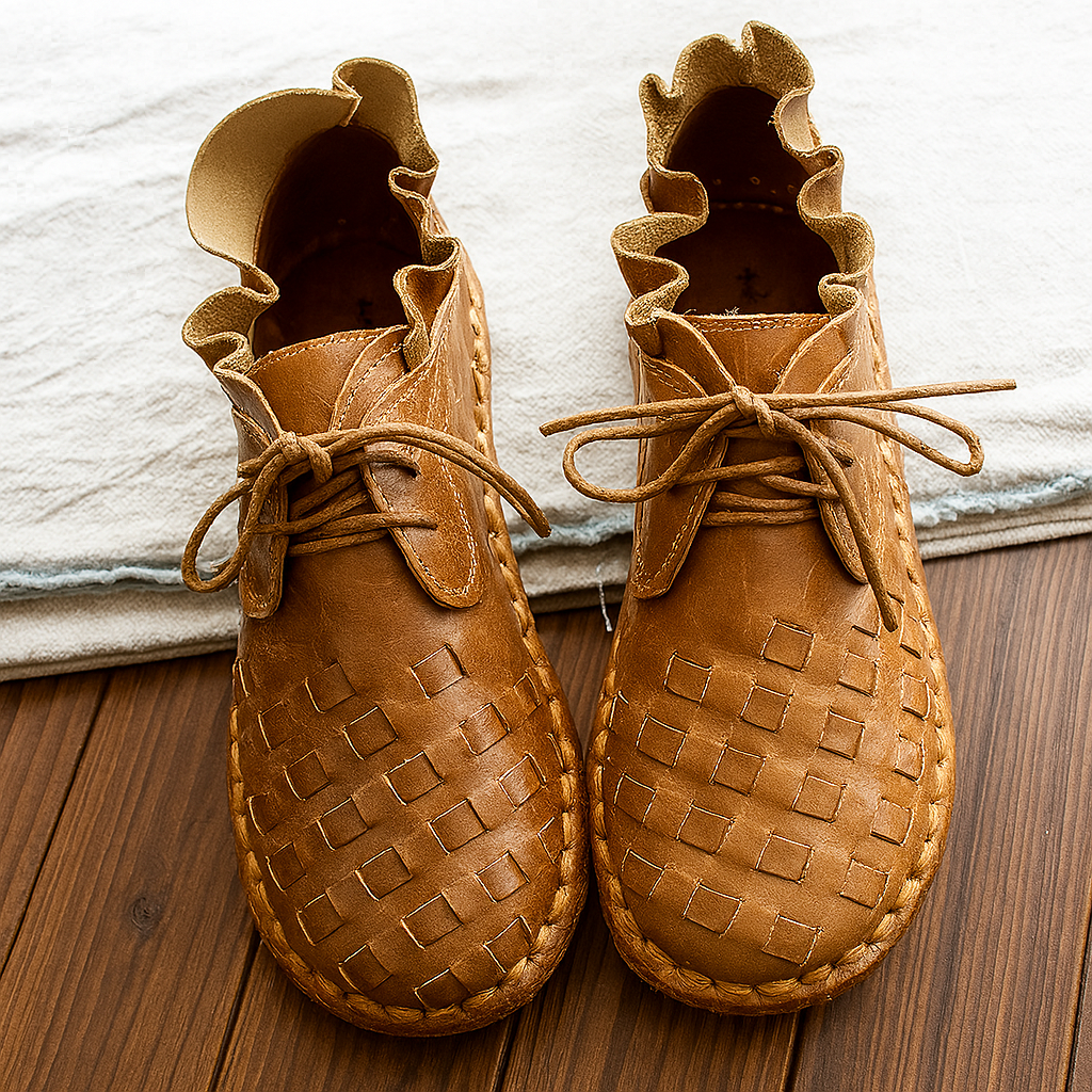 Mori Girl Handmade Cowhide Flat Shoes