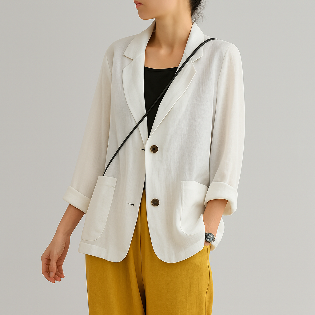 Relaxed Fit Blazer Natural Fibers - VibreMode