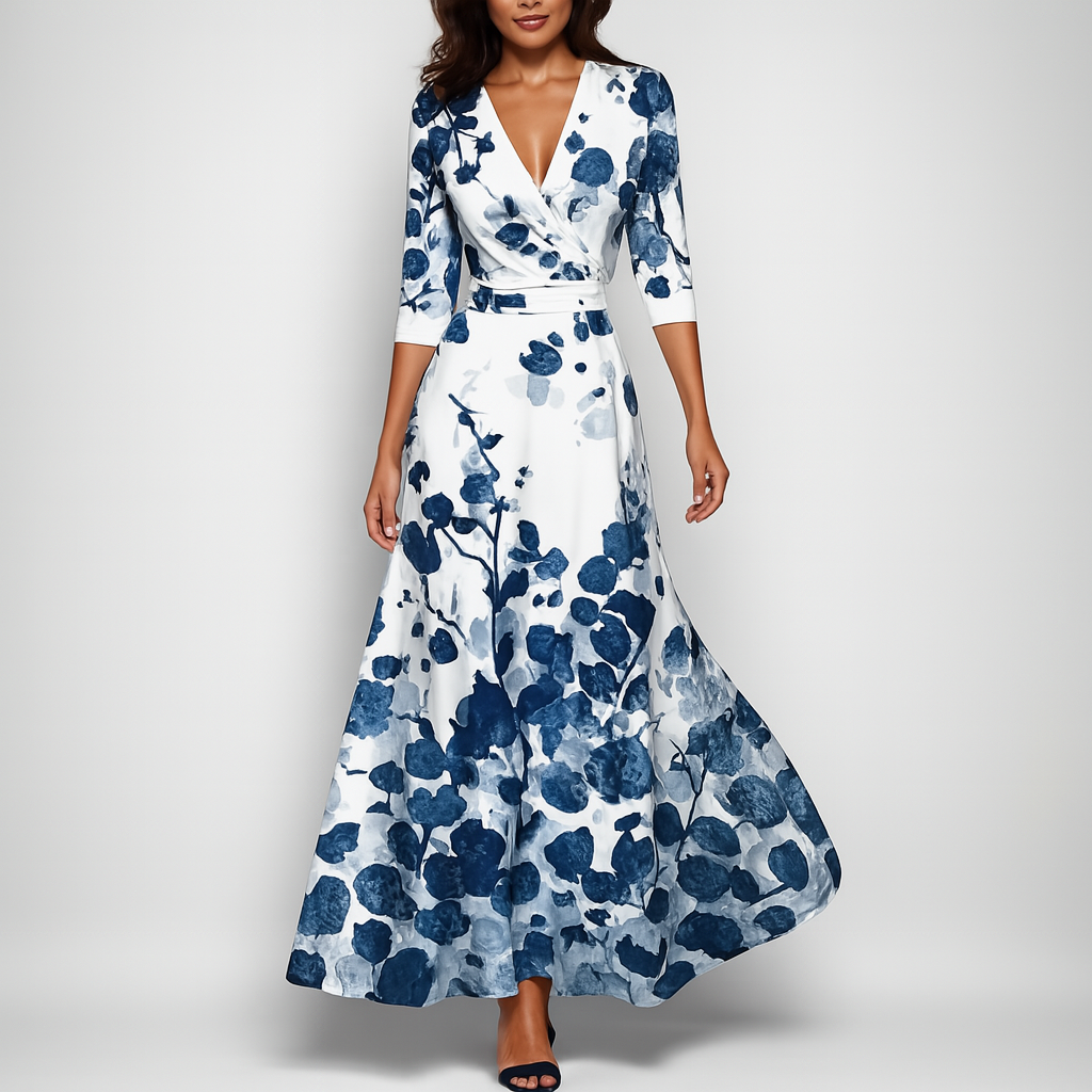 Women's V-Neck Maxi Dress Bohemian Style