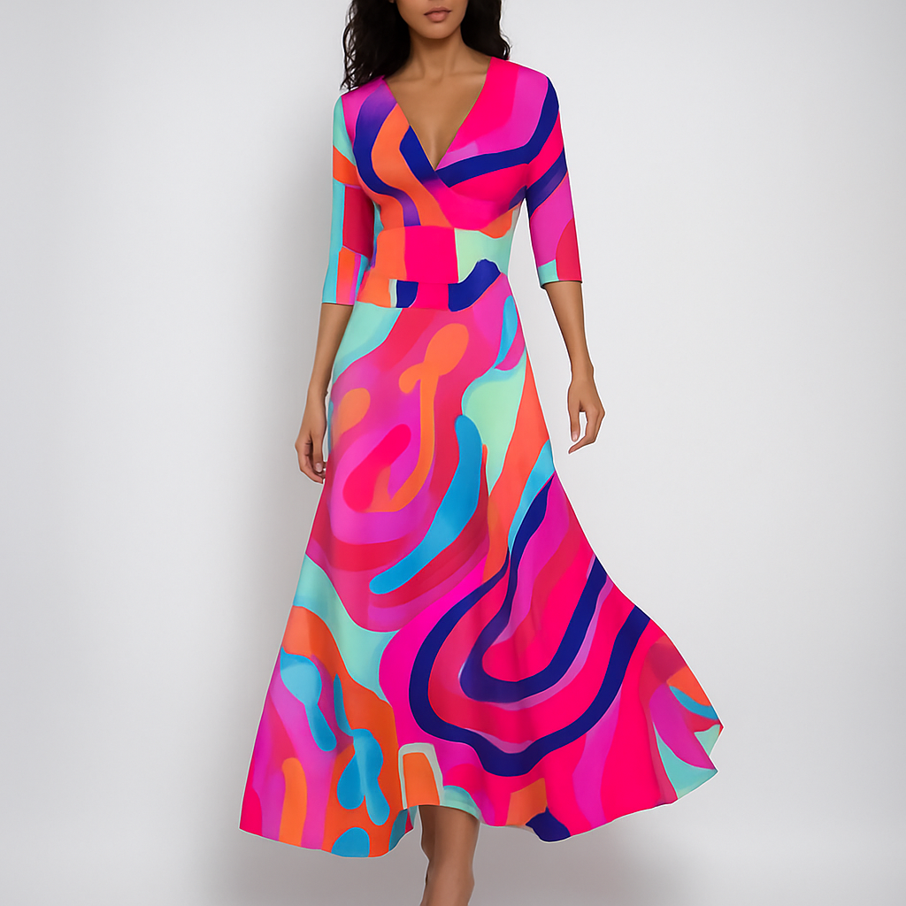 Women's V-Neck Maxi Dress Bohemian Style