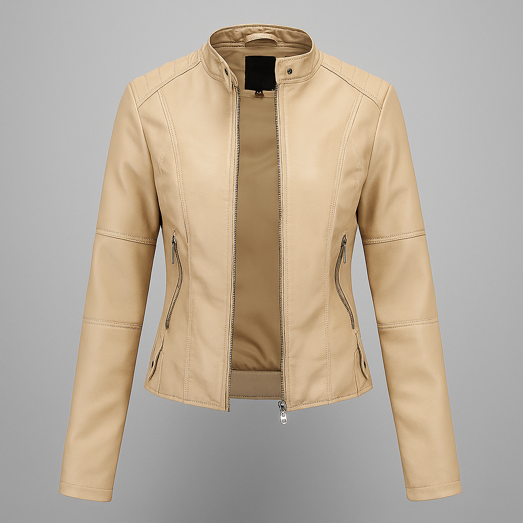 Women's Leather Moto Jacket Red