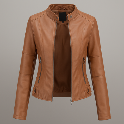 Women's Leather Moto Jacket Red