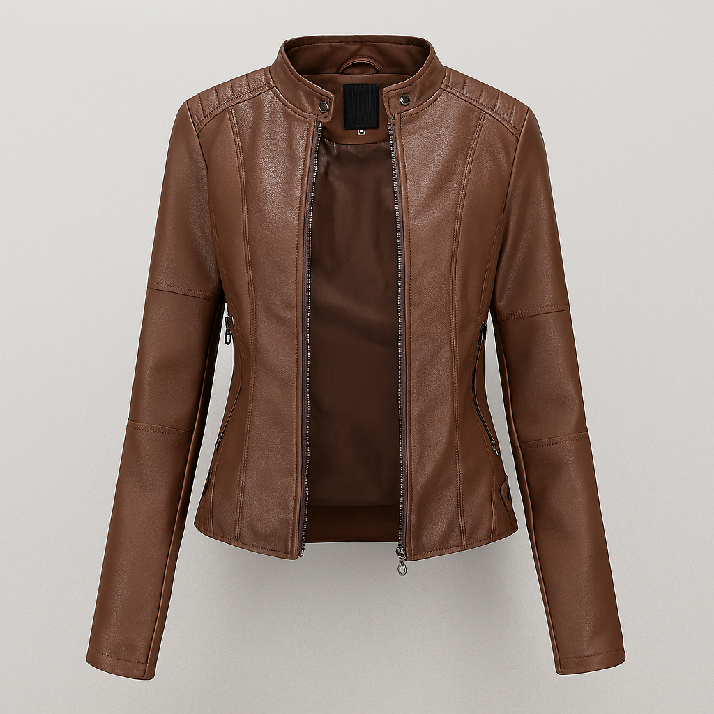 Women's Leather Moto Jacket Red