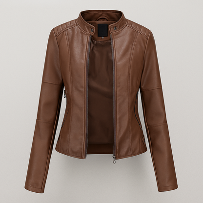 Women's Leather Moto Jacket Red