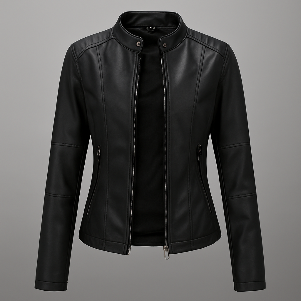 Women's Leather Moto Jacket Red - VibreMode