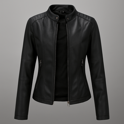 Women's Leather Moto Jacket Red - VibreMode