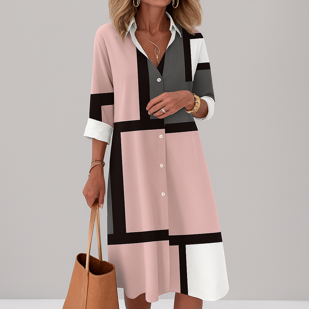 Women's Geometric Print Shirt Dress