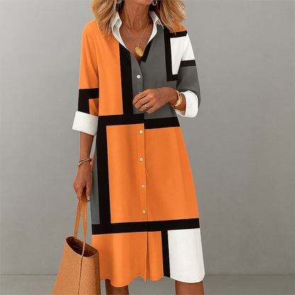 Women's Geometric Print Shirt Dress - VibreMode