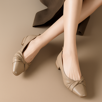 Women's Low Heel Leather Pumps