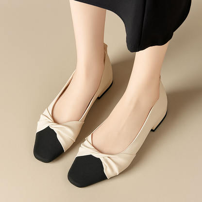 Women's Low Heel Leather Pumps