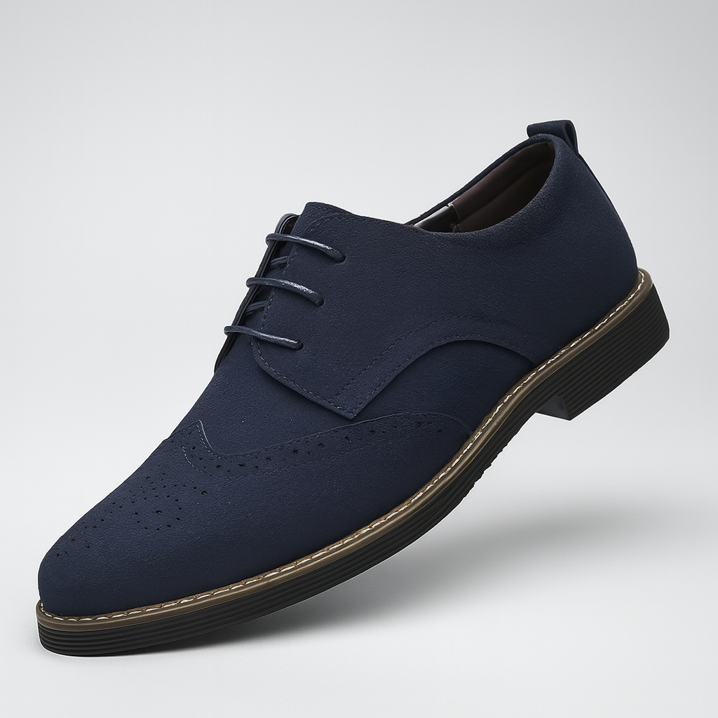 Men's Suede Oxford Shoes Brogue Detail