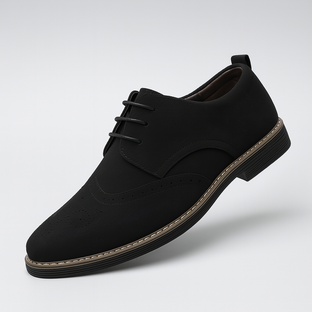 Men's Suede Oxford Shoes Brogue Detail