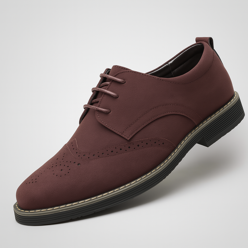Men's Suede Oxford Shoes Brogue Detail - VibreMode