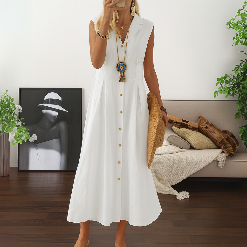 Women's Flowy Maxi Dress A Line Button Down