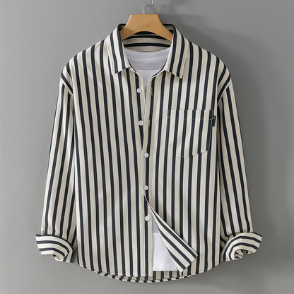 Men's Casual Long Sleeve Shirt With Chest Pocket - VibreMode