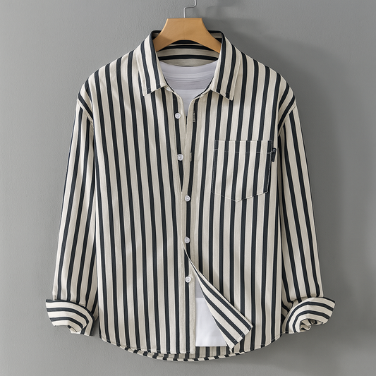 Men's Casual Long Sleeve Shirt With Chest Pocket - VibreMode