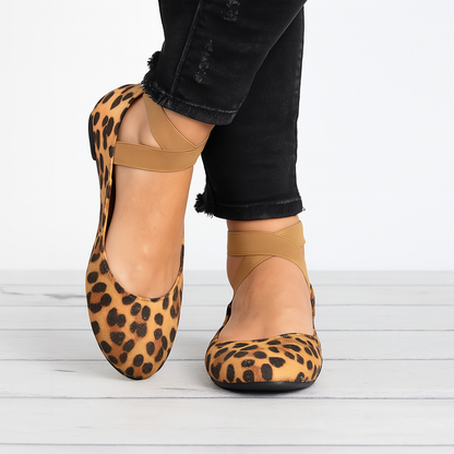 Women's Suede Ballet Flats Elastic Strap - VibreMode
