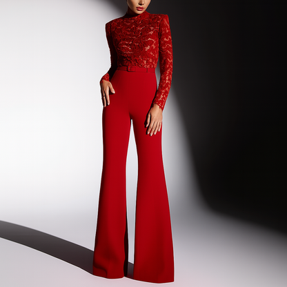 Women's Embroidered Lace Jumpsuit - VibreMode