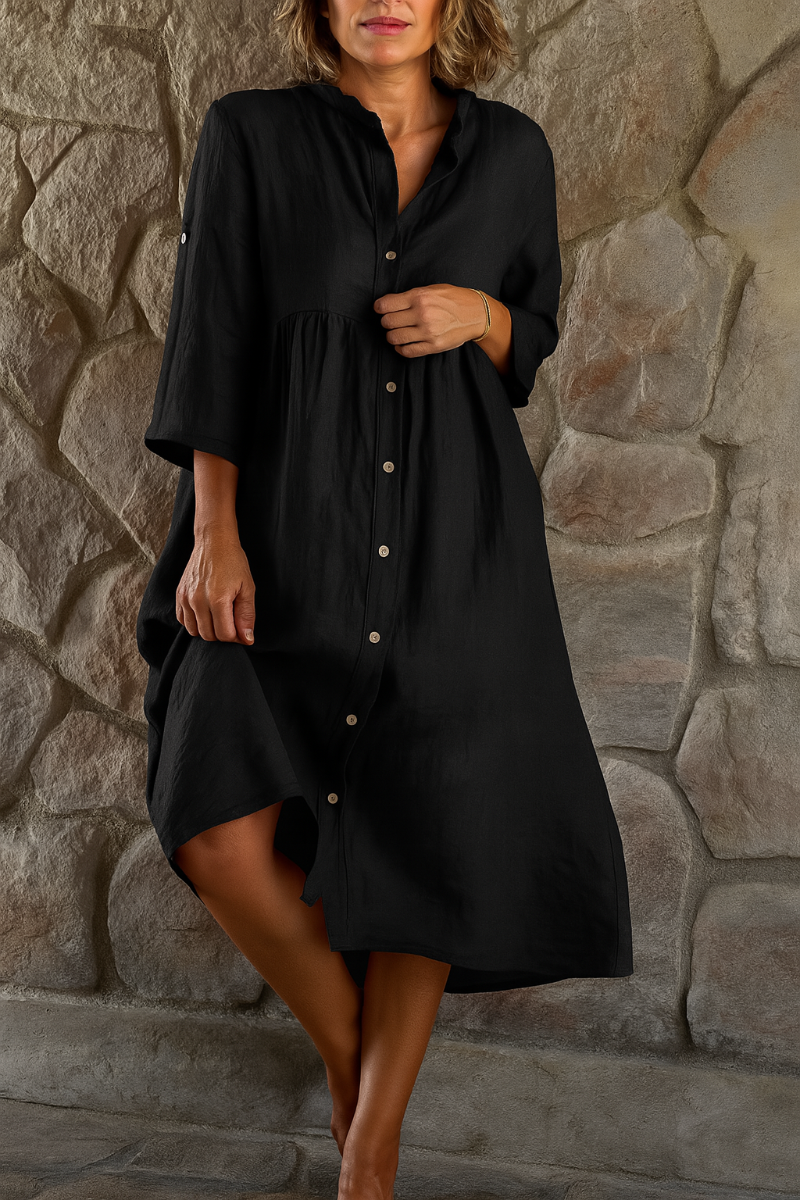 Women's Cotton Linen Shirt Dress