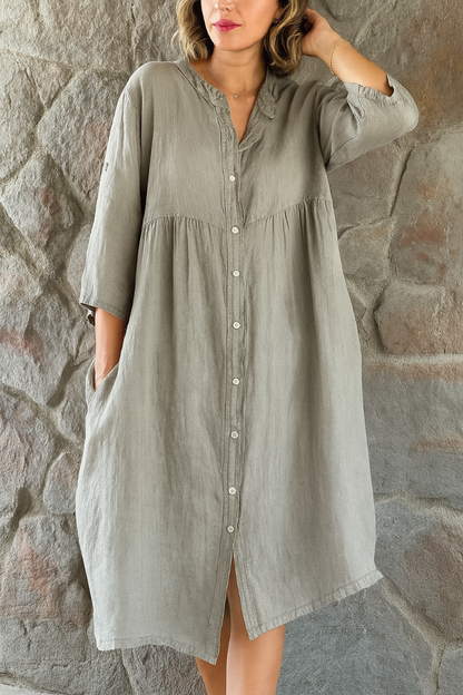 Women's Cotton Linen Shirt Dress