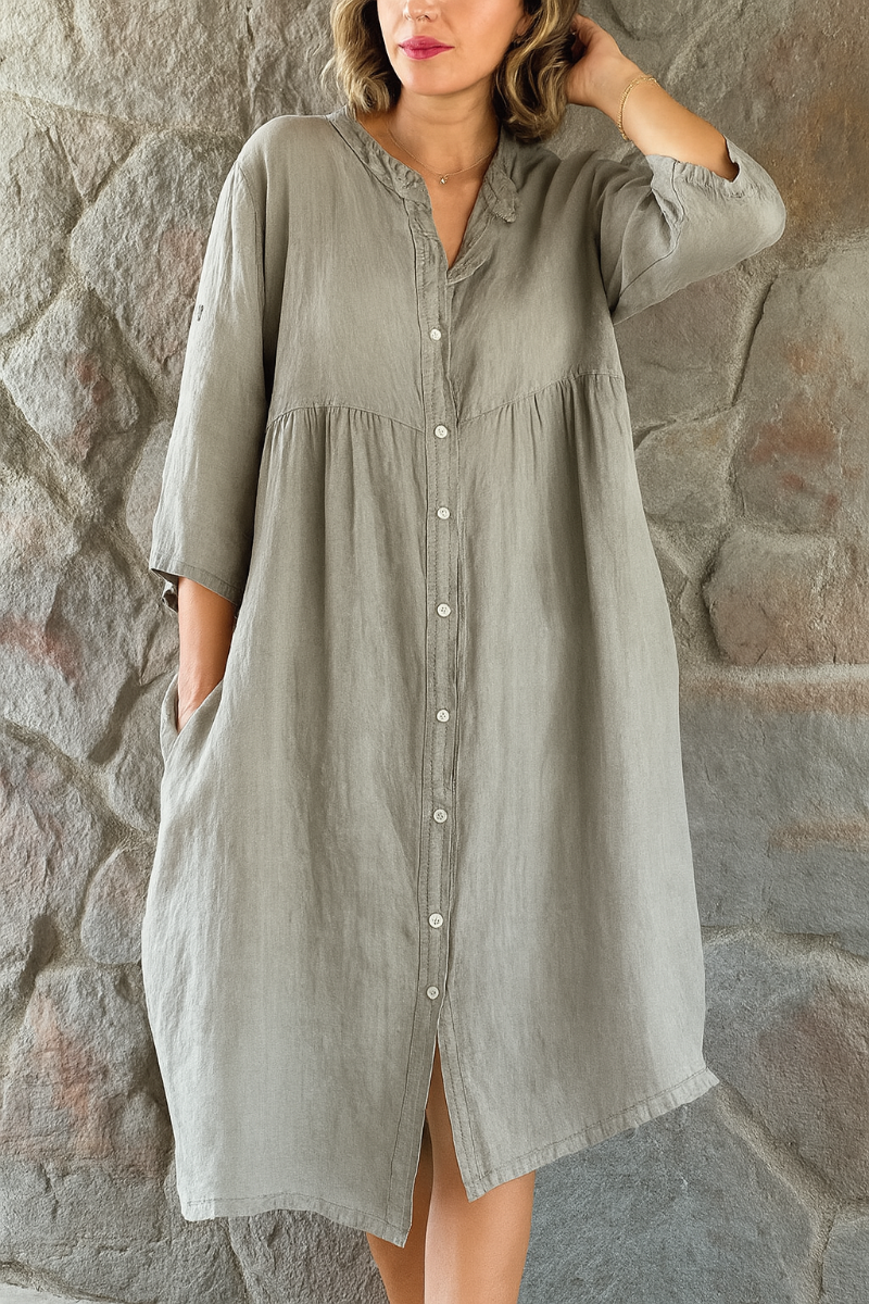 Women's Cotton Linen Shirt Dress Relaxed Fit