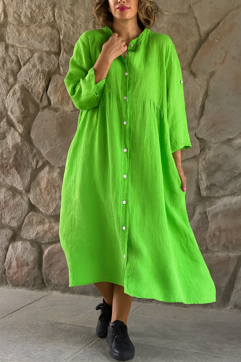 Women's Cotton Linen Shirt Dress