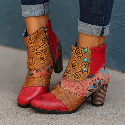 Ladies Elegant Flower High Heel Boots