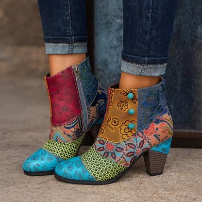 Ladies Elegant Flower High Heel Boots